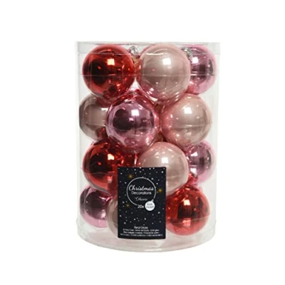 Abbildung von Kaemingk Weihnachtskugeln Glas 6cm x 20 Stück Christbaumkugeln Mix Hellrosa pink rosa rot