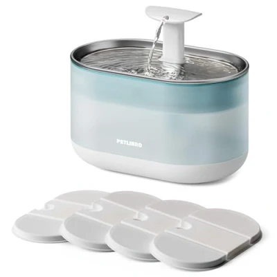 Abbildung von PETLIBRO Trinkbrunnen für Katze Ultraleise, 2,1L Capsule Katzenbrunnen Edelstahl Katzen, Zwei Durchflussmodi, Sichtbarer Wasserstand, BPA freier Wasserbrunnen Katzen und Hunde mit 4 Filtern
