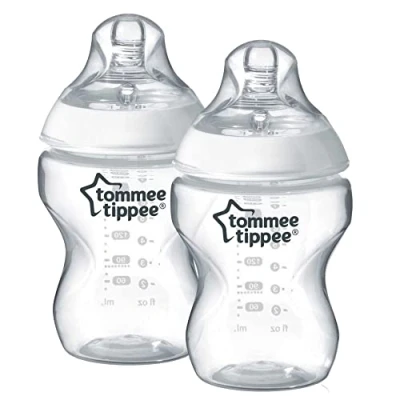 Abbildung von Tommee Tippee Closer to Nature® Babyflaschen, brustähnlicher Sauger mit Anti Kolik Ventil, 260 ml, transparent, 2 Stück
