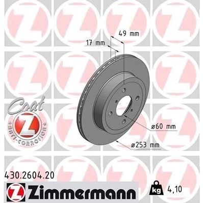 Abbildung von Bremsscheibe ZIMMERMANN 430.2604.20