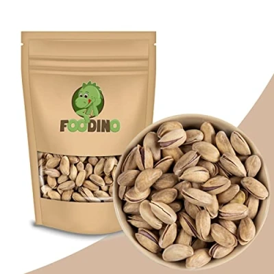 Abbildung von Pistazien aus der Türkei geröstet gesalzen mit Schale ganze Pistazienkerne ungeschwefelt 100% Natural ohne Zusätze ungeschält 1kg 5kg wiederverschließbar Premium Qualität FOODINO (1 kg)
