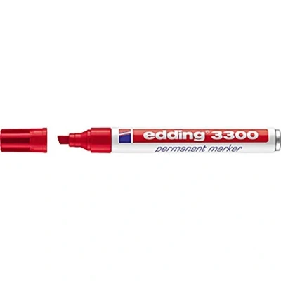 Abbildung von edding 3300 Permanentmarker rot 10 Stifte Keil Spitze 1 5 mm schnell trocknender Permanent Marker wasserfest, wischfest für Karton, Kunststoff, Holz, Metall Universalmarker