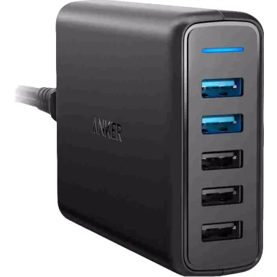Abbildung von Anker PowerPort Speed Ladegerät 5 USB Anschlüsse 18 W Quick Charge 3.0 Schwarz