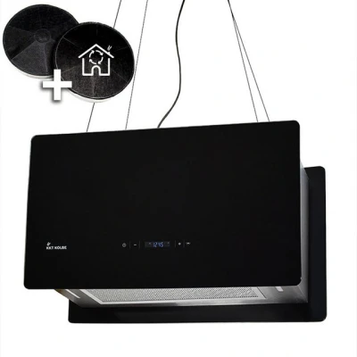 Abbildung von KKT KOLBE Inselhaube Dunstabzugshaube CUBE60 Serie 60cm, Abzugshaube / Edelstahl Schwarz Glas Touch