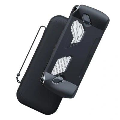 Abbildung von Skull &amp; Co. GripCase Ally Bundle for ROG Ally: A Soft Protective Case with Textured Grips Full Protection and Stand, Shock Absorption Non Slip Anti Scratch Cover Design (with Carrying Case) Black