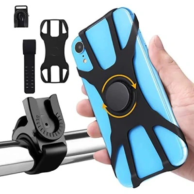 Abbildung von PFLYPF 1 teilige Fahrrad Handyhalterung, Motorrad Handy Navigationshalterung, Anti Shake Fahrzeughalterung, 360 drehbare abnehmbare Silikonhalterung, passend für 4,5 7 Zoll Mobiltelefone