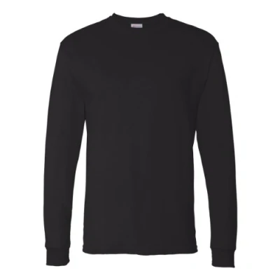 Abbildung von Hanes Herren Essentials Long Sleeve, Crewneck Cotton T Shirts for Men, 2 Pack Hemd, schwarz, Mittel