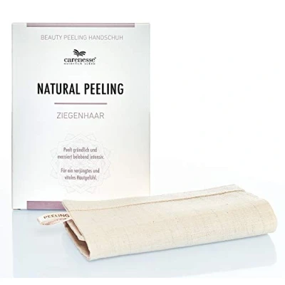 Abbildung von Carenesse Massageschwamm Natural Peeling Peelinghandschuh Ziegenhaar Body Scrub exfoliating, Massagehandschuh natürlich &amp; effektiv Handschuh glove