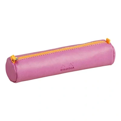 Abbildung von Rhodia ‎318986C rund Schlampermäppchen (21,5 x 5 cm, Kunstleder, elegant und praktisch, Reißverschuss Griffplatte, ideal für unterwegs) 1 Stück, lila