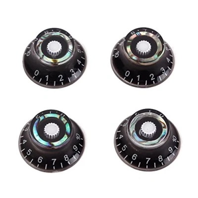 Abbildung von Alnicov Gitarren Kontralknöpfe, schwarz, für E Gitarre, Geschwindigkeitsknöpfe, Ton und Lautstärkeregler, Abalone, Blau, Grün, 4 Stück