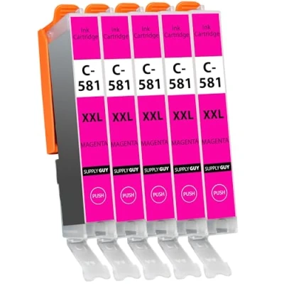 Abbildung von Supply Guy 5 Druckerpatronen XXL mit Chip kompatibel Canon CLI 581 Magenta für TR7500 TR7550 TR8500 TR8550 TS6100 TS6150 TS6151 TS6300 TS6350 TS8100 TS8150 TS8151 TS8152 TS8350 TS9150 TS9155