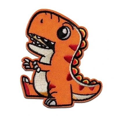 Abbildung von Mono Quick Aufnäher Bügelbild, Aufbügler, Applikationen, Patches, Flicken, zum aufbügeln, PES, CV, Dino Orange Tier Größe: 7,2 x 6 cm