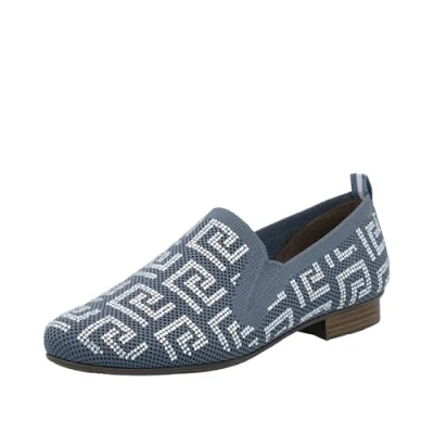 Abbildung von Rieker Slipper, Halbschuh, Schlupfschuh, Blockabsatz, Loafer mit Stretcheinsätzen