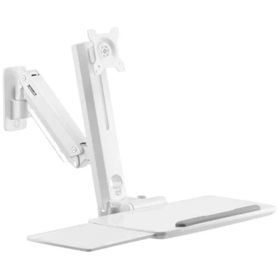 Abbildung von Speaka Professional SP MM 950 1fach Monitor Wandhalterung übereinander, Mit Tastaturablage, inkl. 2 x Scanner Halterung