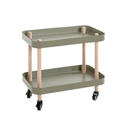 Abbildung von HAKU Möbel Beistelltisch auf Rollen grün, Natur, Massivholz, Metall Maße: B 50 cm x H 47 T 30 cm, Style: Modern