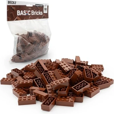 Abbildung von Lego Steine Classic, Rotbraun (Braun), 2x4 Bausteine, 100 Stück Einzelteile Starterset oder Erweiterung für Legosteine Box und Platte Basic Bricks (3001)