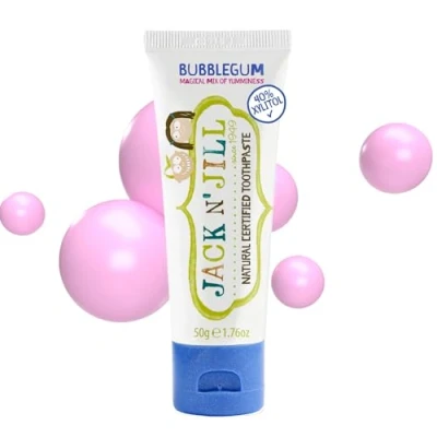 Abbildung von Jack N&#039; Jill Kids Natural Toothpaste, Made With Ingredients, Helps Soothe Gums &amp; Fight Tooth Decay, Suitable From 6 Months+ Bubblegum Flavour 1 x 50g