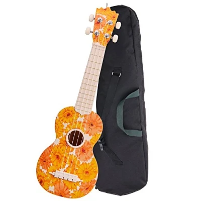 Abbildung von Classic Cantabile BeachBuddy &quot;Beachflower&quot; Sopran Ukulele aus ABS Material (Uke, Hawaii Gitarre, PVC Kunststoff, 12 Bünde, Bünde leichtgängige Gitarren Mechaniken, Outdoor &amp; Strand tauglich)