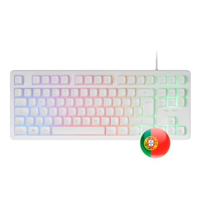 Abbildung von Mars Gaming MK023, Tastatur TKL, Hybrid H Mech Technologie, FRGB Regenbogenbeleuchtung, Anti Ghosting, Universelle Kompatibilität, Weiß, Portugiesisch Sprache