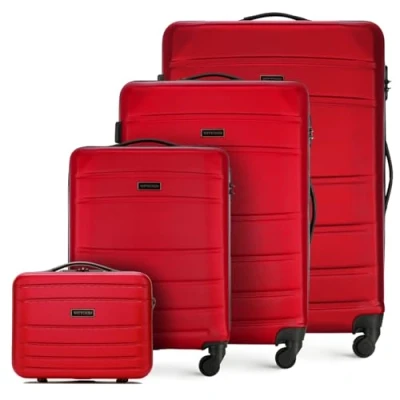 Abbildung von WITTCHEN Koffer Set 4tlg. Trolley Reisekoffer aus ABS Hartschalen 4 Rollen Kombinationsschloss Rot 56 3A 65K 35
