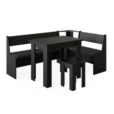 Abbildung von Vicco Sitzgruppe Roman, Schwarz, 120 x 180 cm mit Tisch, (Set, 5 tlg., er Set), Truhenfunktion
