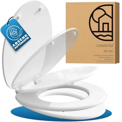 Abbildung von Casaria WC Sitz, Doppelte Absenkautomatik MDF Holz hygienisch Toilettensitz Klobrille