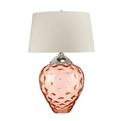 Abbildung von Elstead Lighting QN Samara TL LRG SLM QUINTIESSE Tischleuchte 1x40W E27 + 1x7W LED GU10 3000K Nickel poliert, Kunstseide taupe, Blasenglas