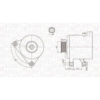 Abbildung von MAGNETI MARELLI 063731498010 Lichtmaschine 12V 70A PEUGEOT: 206 Schrägheck, 307 SW, CITROËN: C2 Schrägheck