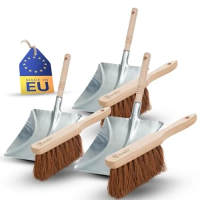 Abbildung von Novaliv 3X Kehrschaufel Set verzinkt Kokos Handfeger und Schaufel Kehrset Kehrgarnitur Dustpan and Brush HandKehrset Kokosborsten Besen Handbesen