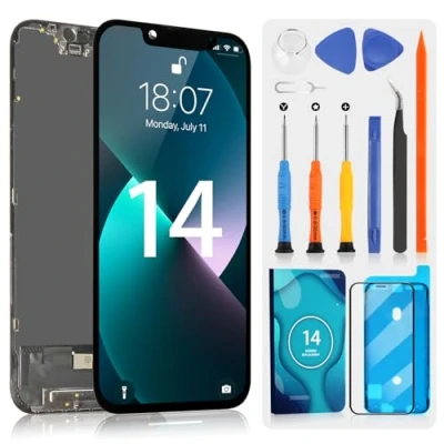 Abbildung von OLED Display für iPhone 14 LCD iPhone14 A2649, A2881, A2884, A2883, A2882 Touchscreen Assembly mit Reparatur Set (Schwarz, 6,1 Zoll)