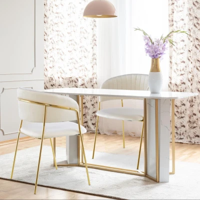 Abbildung von Menzzo Tabata Stuhl, Velours, Beige, L53,5 x T52,2 H79 cm