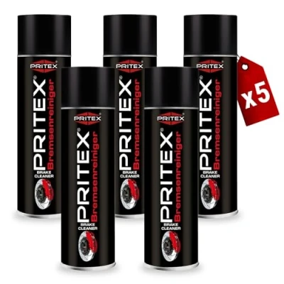 Abbildung von PRITEX Bremsenreiniger Spray 5 x 500 ml Auto Teilereiniger zur Entfettung von Bremsen, Kupplungen, Motor &amp; Maschinenteilen rückstandsfrei umweltneutral