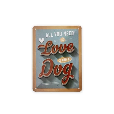 Abbildung von Nostalgic Art Retro Blechschild, 20 x 30 cm, PfotenSchild Love Dog Geschenk Idee für Hunde Besitzer, aus Metall, Vintage Design mit Spruch