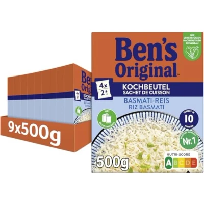 Abbildung von Ben&#039;s Original Basmati Reis, 10 Minuten Kochbeutel, 9 Packungen (9x500g)