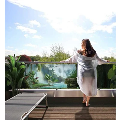 Abbildung von MyMaxxi Balkonbanner Sichtschutz Tiere im Dschungel Abdeckung für Terrasse Balkon Windschutz Sonnenschutz Blickdicht Balkonverkleidung wetterfest