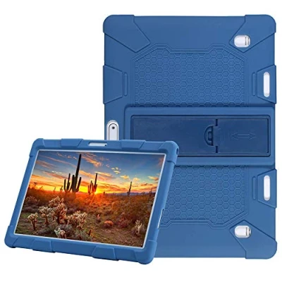 Abbildung von AKNICI 10.1 Zoll Stand Silikon Hülle für DRAGON TOUCH K10/TYD 107/108/HOPLAZA/Lectrus/YOTOPT/ACEPAD A121 A12X A140 A101/Padgene/Victbing/TOSCiDO/ZONKO/FiGE/Yuntab/Beneve/ETbotu Kt107/Qimaoo,Dunkelblau