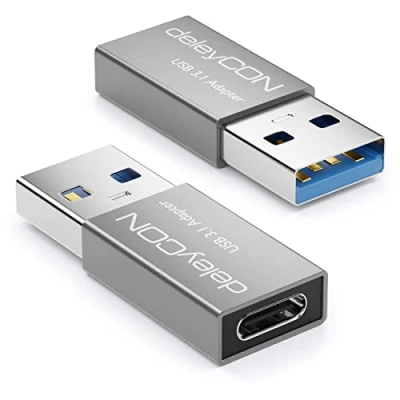 Abbildung von deleyCON 2x USB3.1 Adapter USB A zu C Buchse 5Gbit/s Aluminium