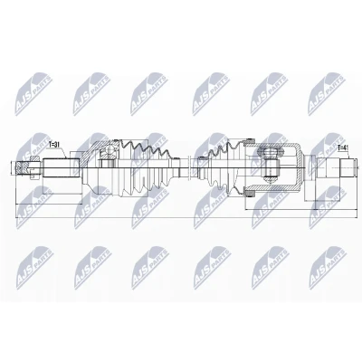 Abbildung von NTY NPW FR 073 Antriebswelle Vorderachse links, 752 FORD: Transit Custom V362 Kastenwagen, Tourneo Bus