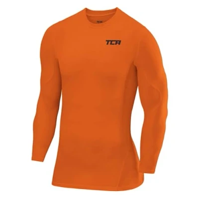 Abbildung von TCA Herren SuperThermal Kompressionsshirt Atmungsaktiv Langarm Funktionsshirts Schnell Trocknend Sportshirt Laufshirt Orange, S