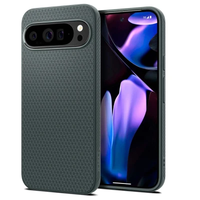 Abbildung von Google Pixel 9 Pro XL Hülle Silikon Spigen Soft Case/Backcover Handyhülle Grün Shockproof/Stoßfest
