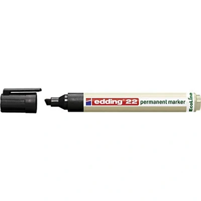 Abbildung von edding 22 Permanentmarker schwarz 1 Stift Keil Spitze 5 mm schnell trocknender Permanent Marker wasserfest, wischfest für Karton, Kunststoff, Holz, Metall Universalmarker