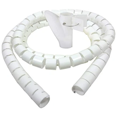 Abbildung von Bambelaa! Kabelschlauch 1,5m 3,0m Kabelkanal kürzbar Kunststoff flexible Kabelorganisation 20mm 30mm Durchmesser (Weiß, x 30mm)