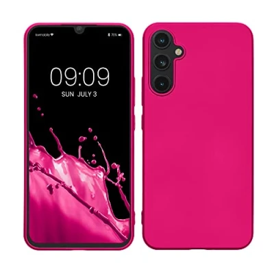 Abbildung von kwmobile Case kompatibel mit Samsung Galaxy A34 5G Hülle Schutzhülle aus Silikon metallisch schimmernd Handyhülle Metallic Pink