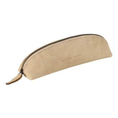 Abbildung von Clairefontaine 103512C Schlampermäppchen (Flying Spirit aus Leder, trapezförmig, 18 x 4,5 5,5cm) 1 Stück beige