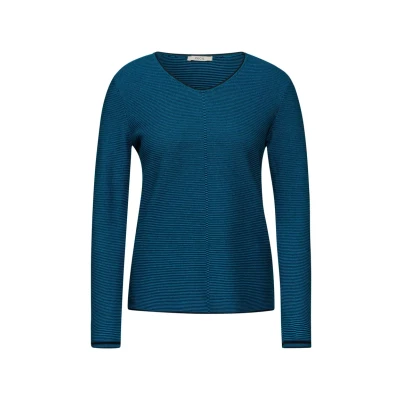 Abbildung von Cecil MIT Strukturstreifen Strickpullover, Damen, Größe: XL, Blau