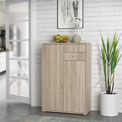 Abbildung von möbelando Kommode Holzschrank Standschrank Anrichte Beistellschrank Schrank Tembi II Sonoma Eiche