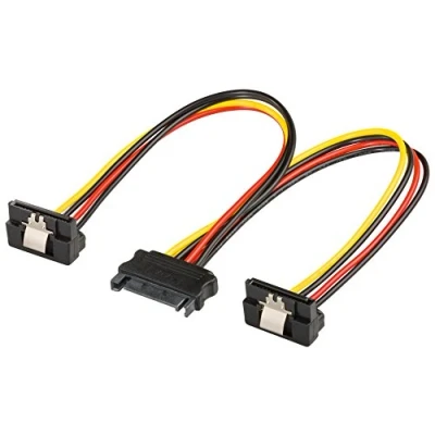 Abbildung von Goobay 10er Set Wentronic Internes Stromadapterkabel (SATA Kupplung &gt; 2X SATA Stecker 90) schwarz