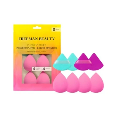 Abbildung von Freeman Puffs N&#039; Stuff Powder + Liquid Sponges Set, Makeup Blending &amp; Puffs, For Foundation, Concealer, Setting Powder, Vegan Cruelty Free, 8 Count