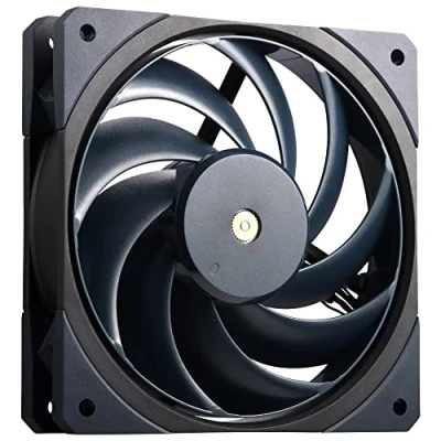 Abbildung von Cooler Master Mobius 120 OC Gehäuselüfter Ringblatt Design (PWM), Lüftergeschwindigkeitsschalter, Anti Vibrationsdämpfer, zwei Kugellager, Metallmotornabe (max. 88,1 CFM, 4,75 mmH2O, 39,3 dBA)