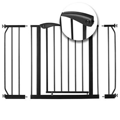 Abbildung von Nukido Treppenschutzgitter Ohne Bohren Türschutzgitter 90 Stop Türgitter Baby Kinder Kindergitter Schutzgitter Breite Verstellbar 75 115 cm Schwarz x 78